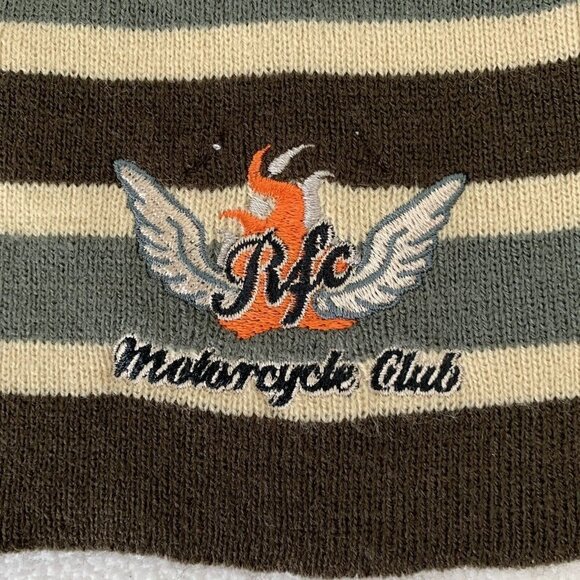 Rainforest Cafe Motorcycle Club Brown Orange Striped Knit 2010 Scarf - Picture 2 of 5